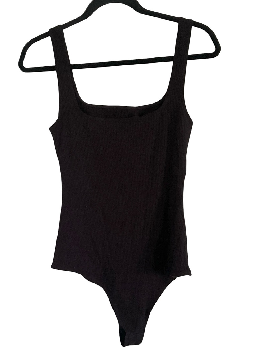 Reformation Jeans Black Ribbed Sleeveless Bodysuit Large
